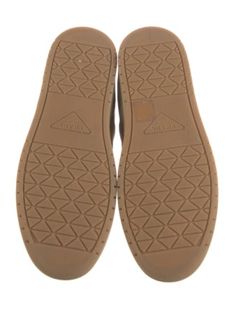 Prada Enameled Metal Triangle Suede Sneakers