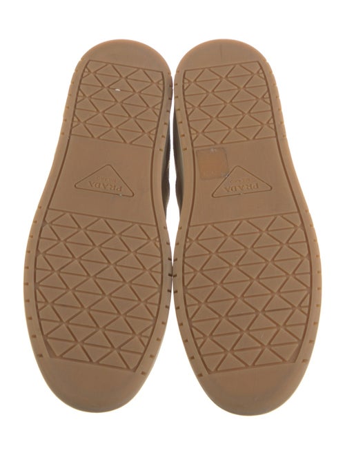 Prada Enameled Metal Triangle Suede Sneakers