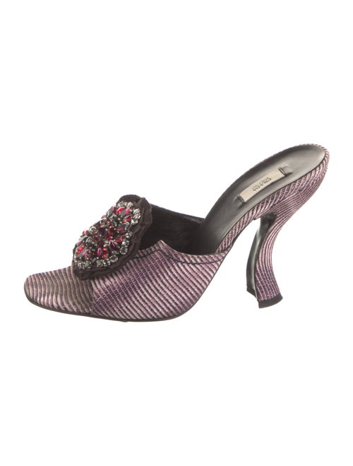 Prada Patterned Crystal Embellishments Slides