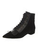 Prada Velvet Fringe Trim Accent Lace-Up Boots