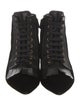 Prada Velvet Fringe Trim Accent Lace-Up Boots
