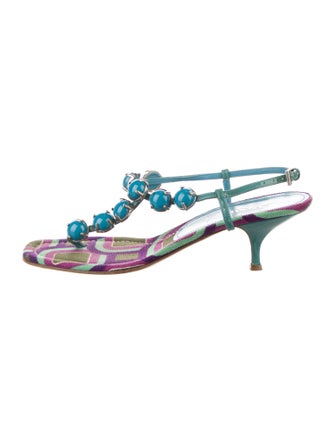 Prada Canvas Printed Sandals