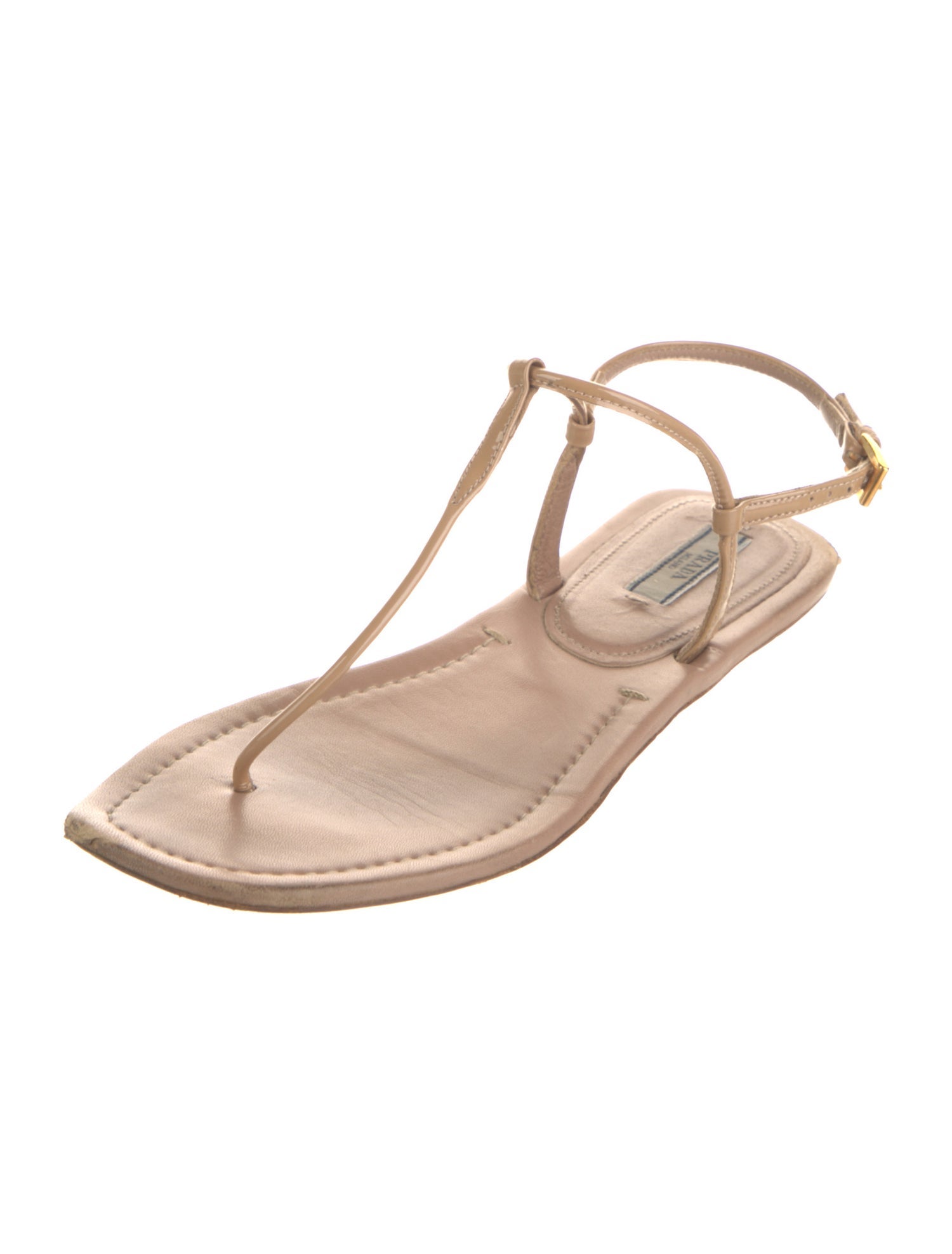 Prada Leather T-Strap Sandals