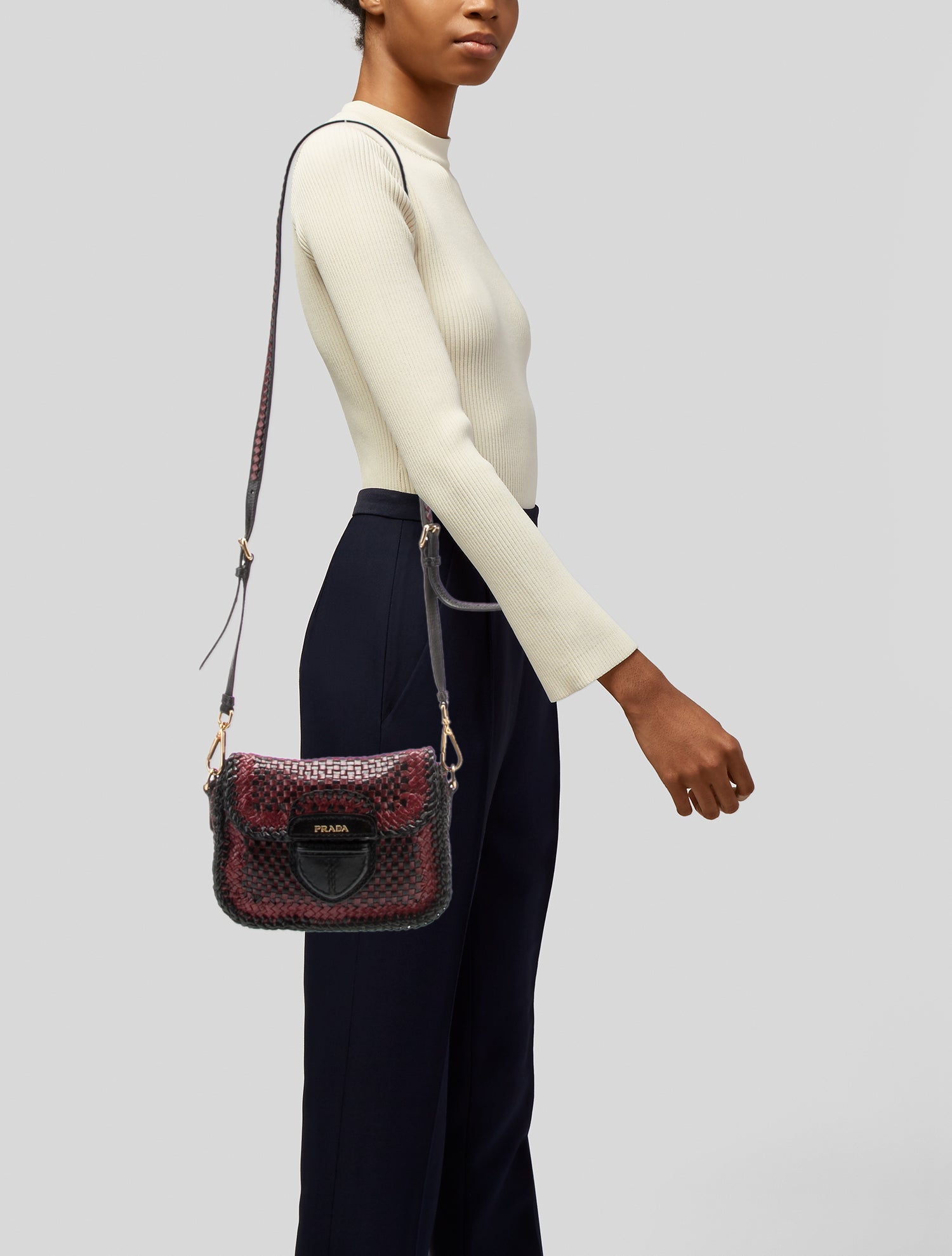 Prada Madras Leather Crossbody Bag