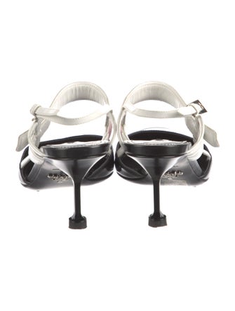Prada Patent Leather Colorblock Pattern Slingback Pumps