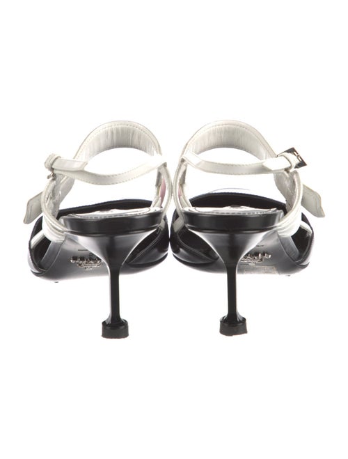 Prada Patent Leather Colorblock Pattern Slingback Pumps