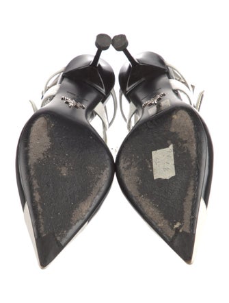 Prada Patent Leather Colorblock Pattern Slingback Pumps