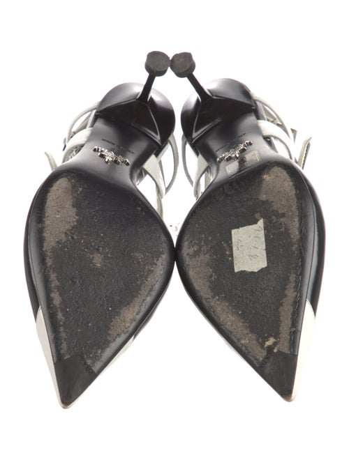 Prada Patent Leather Colorblock Pattern Slingback Pumps