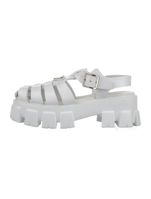 Prada Enameled Metal Triangle Rubber Sandals