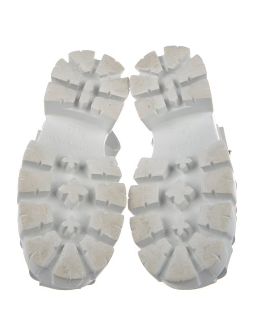 Prada Enameled Metal Triangle Rubber Sandals