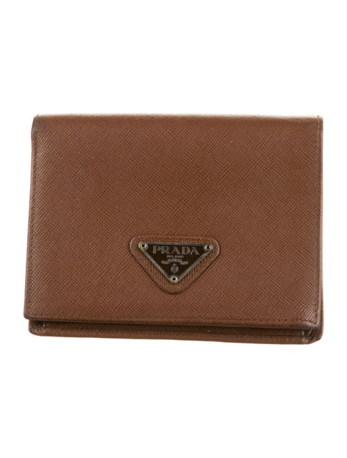 Prada Saffiano Triangle Leather Wallet