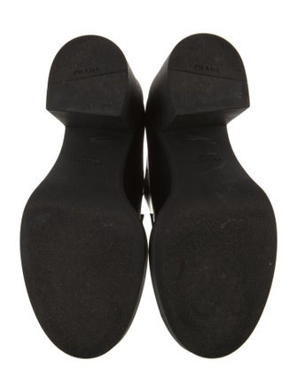 Prada Enameled Metal Triangle Patent Leather Pumps