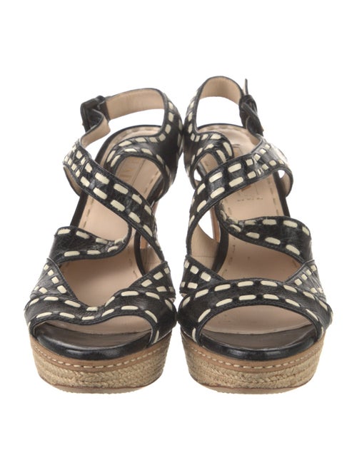 Prada Leather Striped Slingback Sandals