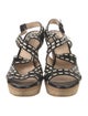 Prada Leather Striped Slingback Sandals