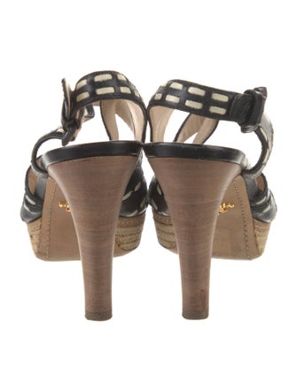 Prada Leather Striped Slingback Sandals