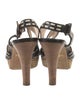 Prada Leather Striped Slingback Sandals