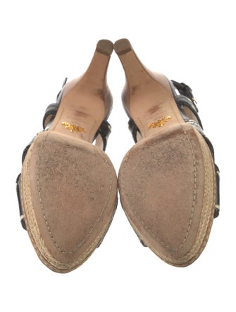 Prada Leather Striped Slingback Sandals