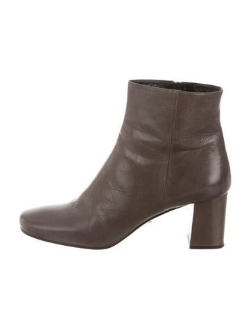 Prada Leather Round-Toe Ankle Boots