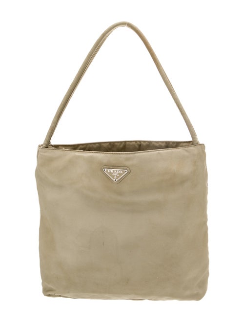 Prada Enameled Metal Triangle Bucket Bag