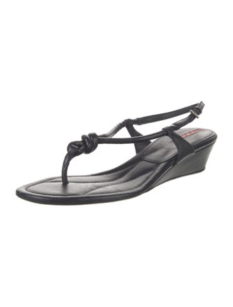 Prada Sport Leather T-Strap Sandals