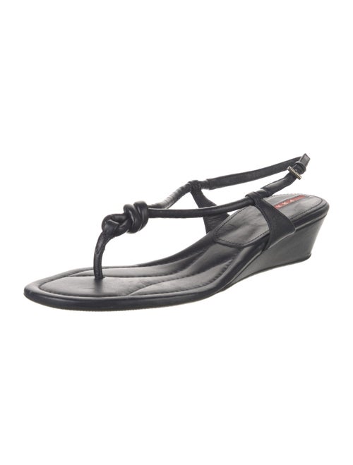 Prada Sport Leather T-Strap Sandals