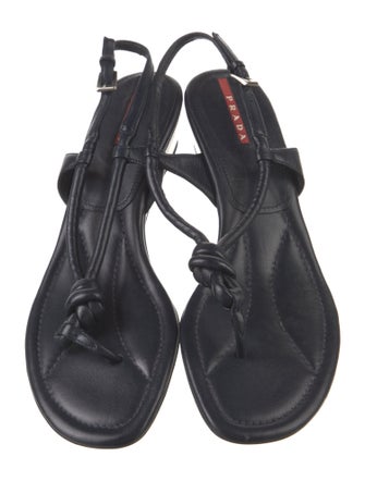 Prada Sport Leather T-Strap Sandals
