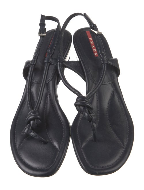 Prada Sport Leather T-Strap Sandals