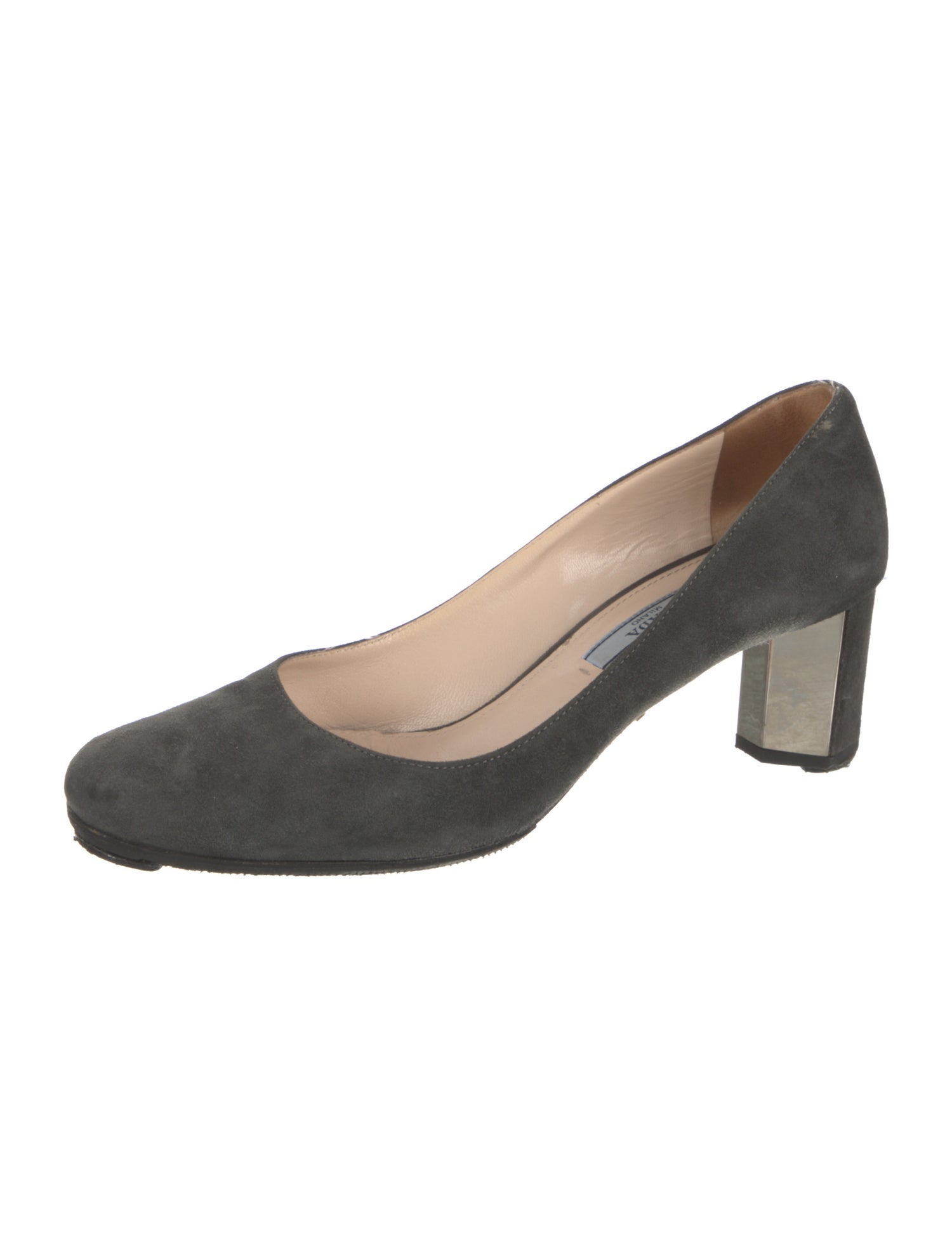 Prada Suede Leather Trim Embellishment Pumps