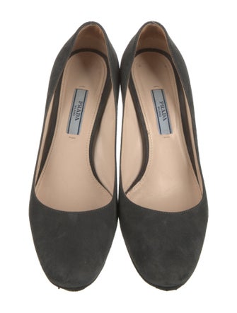 Prada Suede Leather Trim Embellishment Pumps