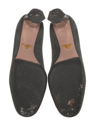 Prada Suede Leather Trim Embellishment Pumps