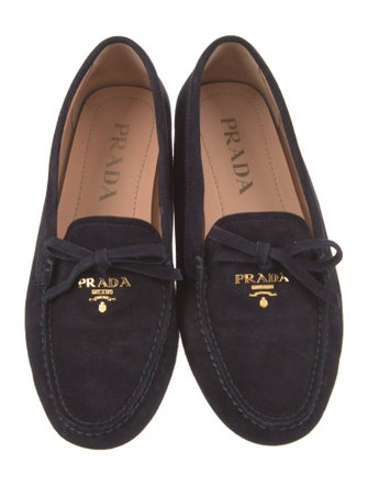 Prada Suede Bow Accents Loafers