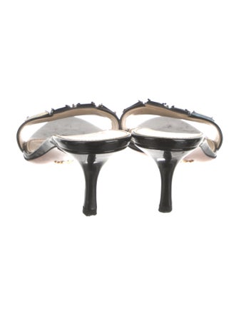Prada Patent Leather Crystal Embellishments Slides