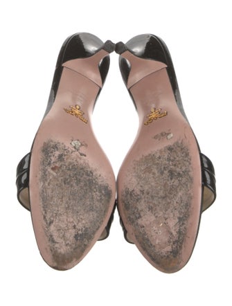 Prada Patent Leather Crystal Embellishments Slides