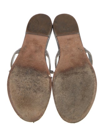 Prada Leather Crystal Embellishments Slides