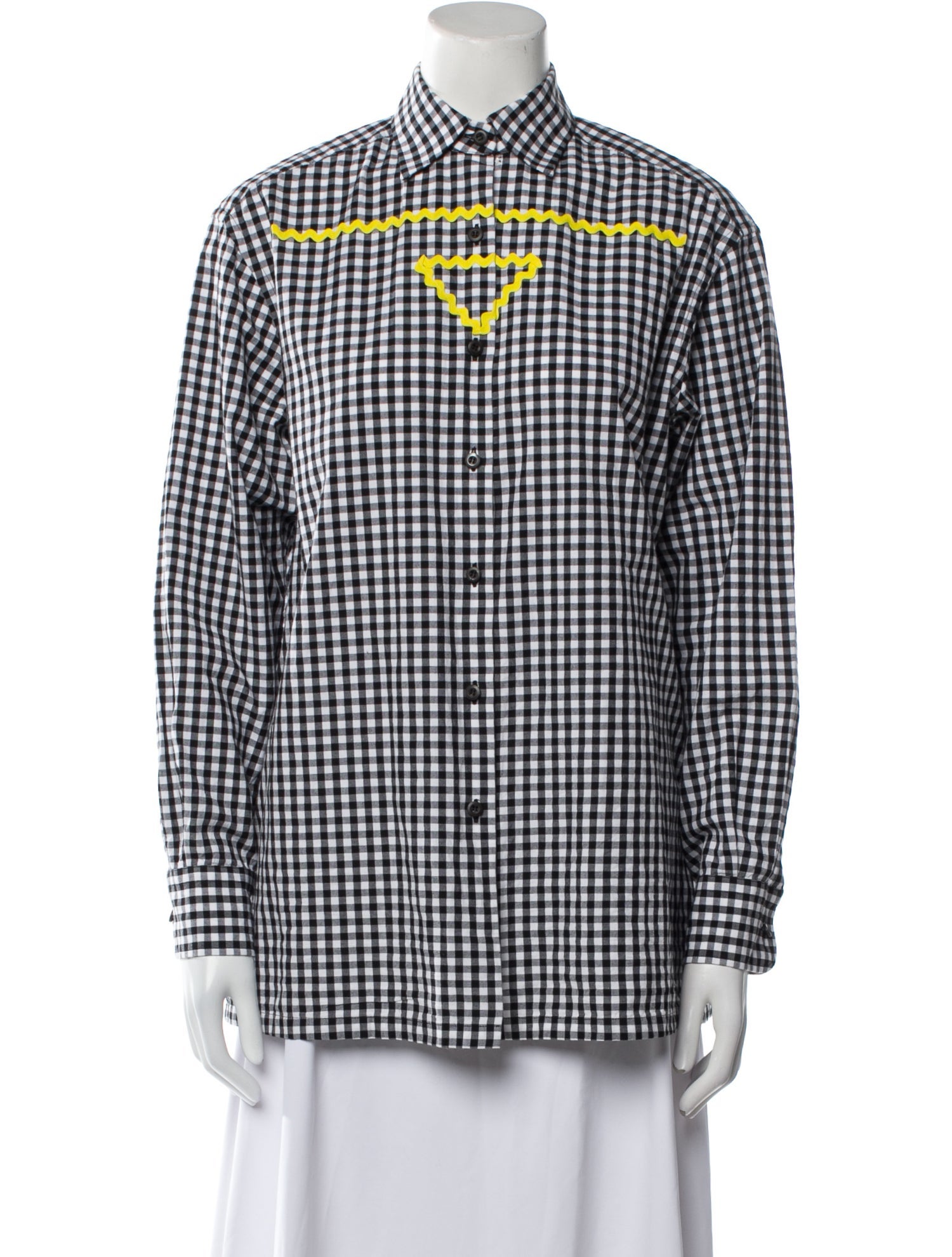 Prada 2023 Plaid Print Button-Up Top