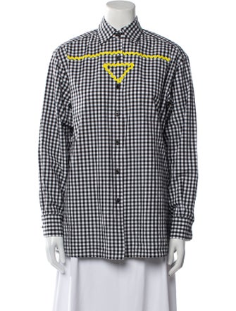 Prada 2023 Plaid Print Button-Up Top
