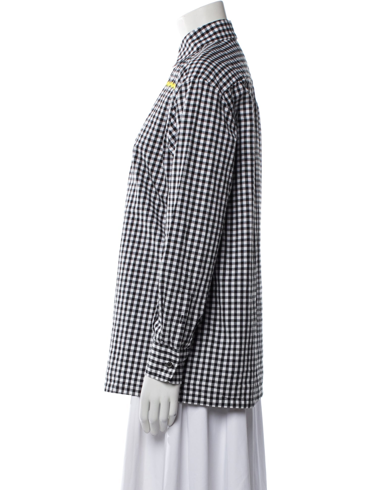 Prada 2023 Plaid Print Button-Up Top