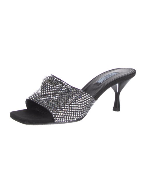 Prada Patterned Crystal Embellishments Slides
