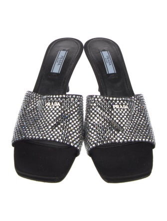 Prada Patterned Crystal Embellishments Slides