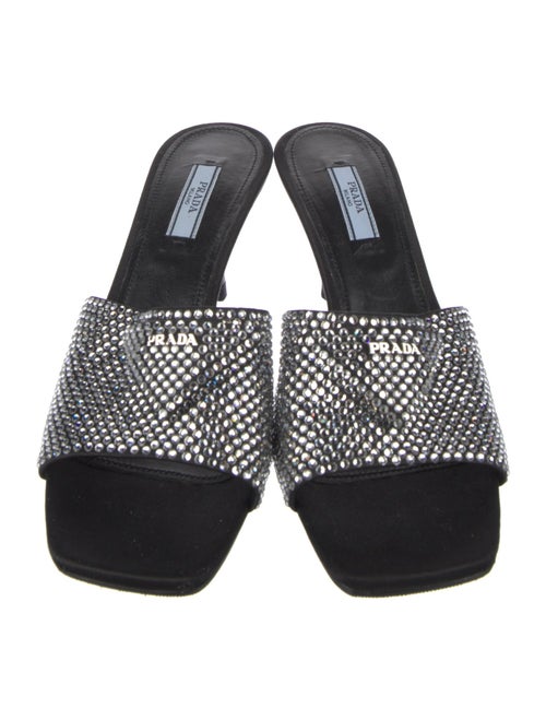 Prada Patterned Crystal Embellishments Slides