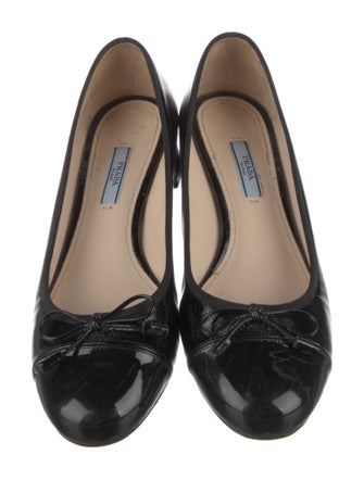 Prada Saffiano Leather Bow Accents Pumps