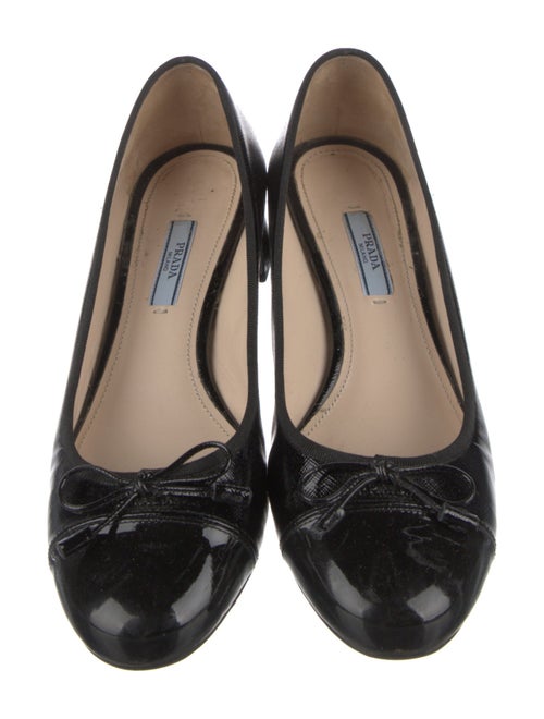 Prada Saffiano Leather Bow Accents Pumps
