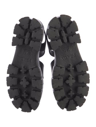 Prada Enameled Metal Triangle Leather Slingback Sandals