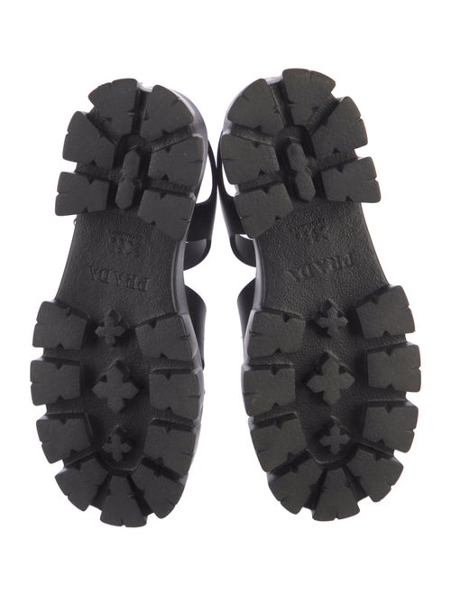 Prada Enameled Metal Triangle Leather Slingback Sandals