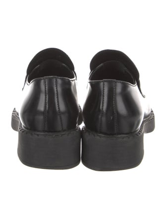 Prada Enameled Metal Triangle Leather Oxfords