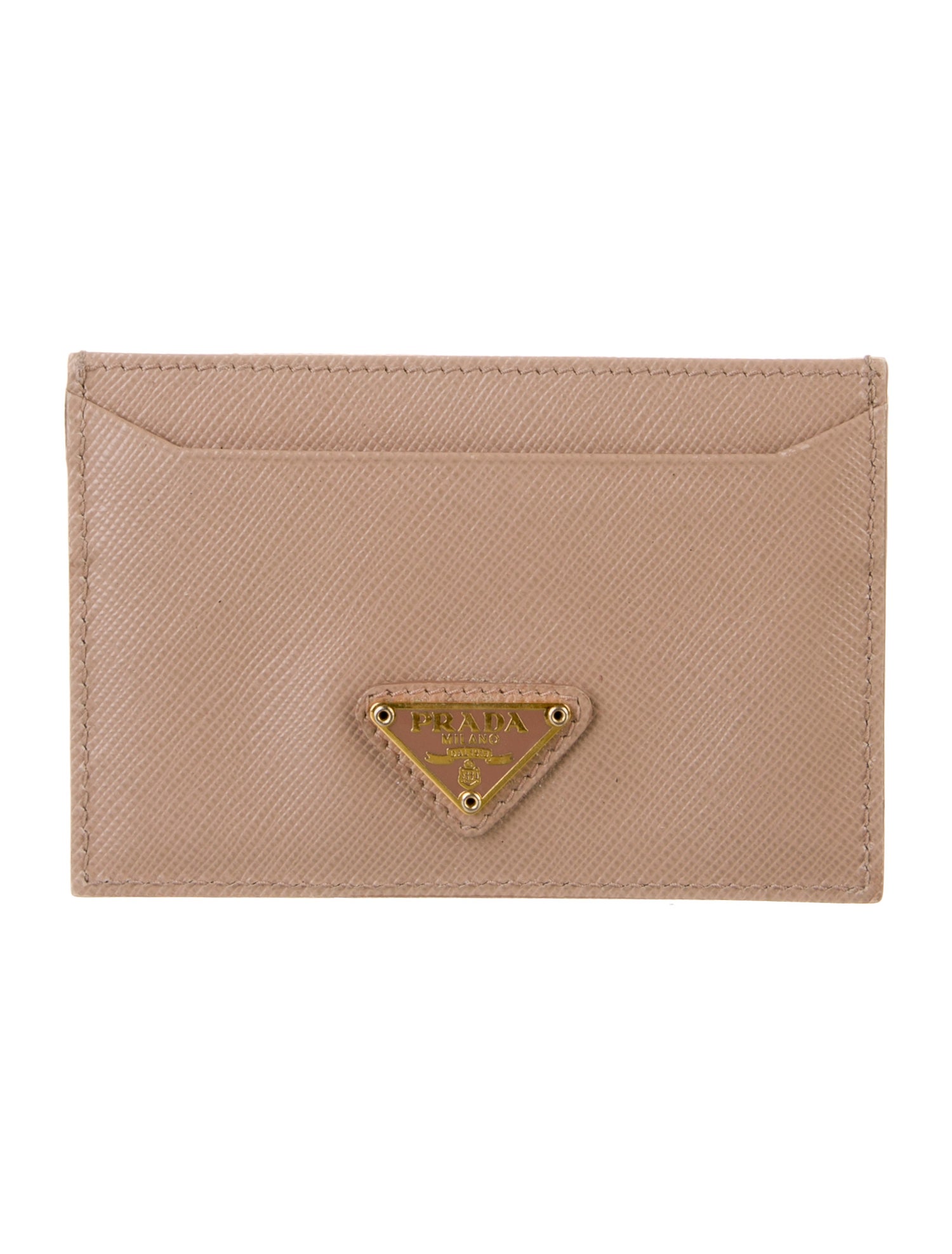 Prada Saffiano Triangle Leather Card Holder