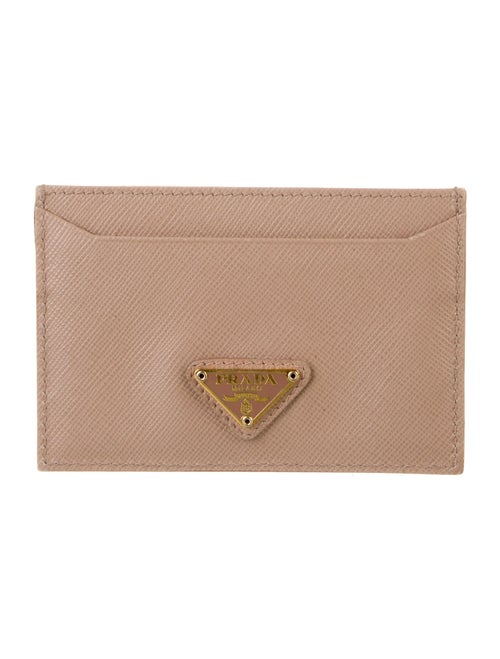 Prada Saffiano Triangle Leather Card Holder