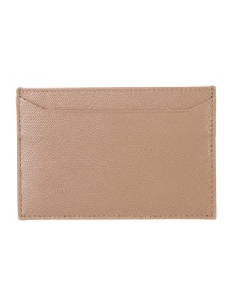 Prada Saffiano Triangle Leather Card Holder