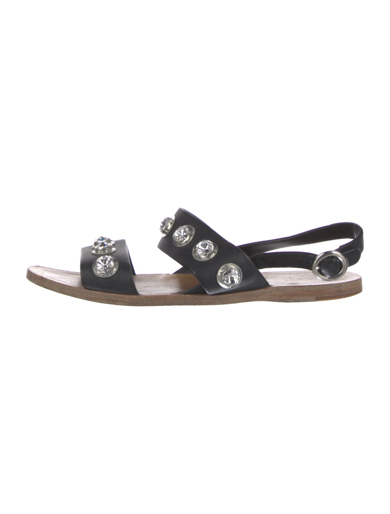 Prada Leather Crystal Embellishments Slingback Sandals