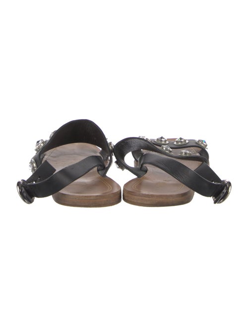 Prada Leather Crystal Embellishments Slingback Sandals